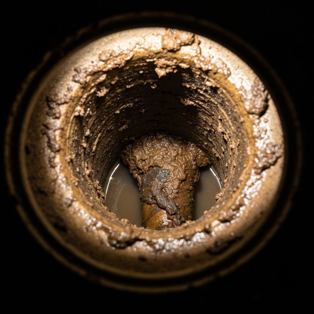 Antes: Desague tapado con grasa